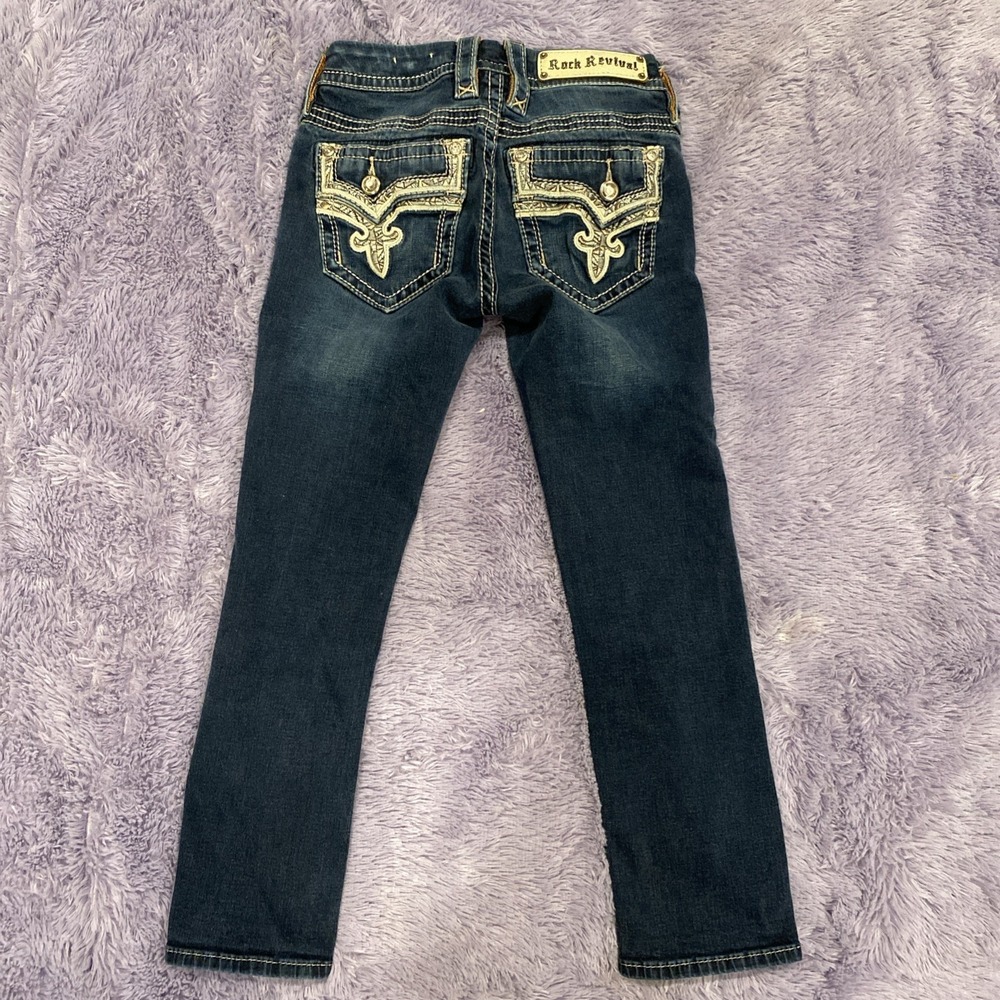 Rock Revival Womens Betty Skinny Crop Distressed Jeans Blue Size 25